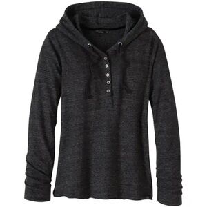 Prana Devan Hooded Henley Top Long Sleeve Cozy Slub Fit Jersey